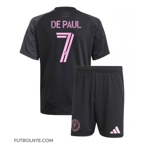 Camiseta Inter Miami Rodrigo De Paul #7 Visitante Equipación para niños 2025-26 manga corta (+ pantalones cortos)